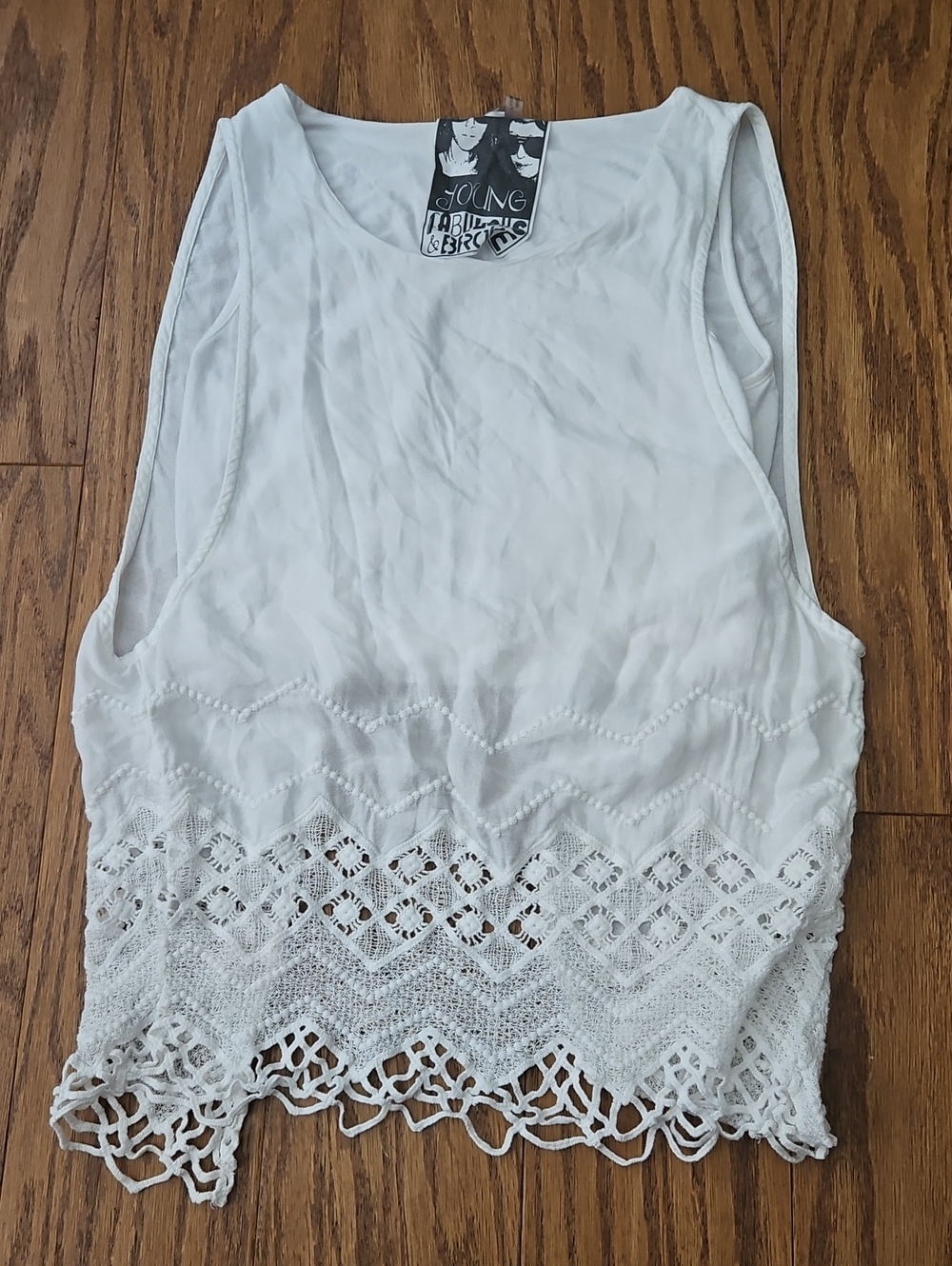 Young Fabulous & Broke Boho White Crochet Lace Hem Tank Top XS